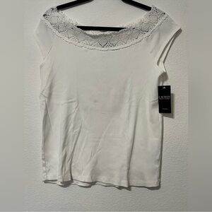 Ralph Lauren White Lace Detail Blouse